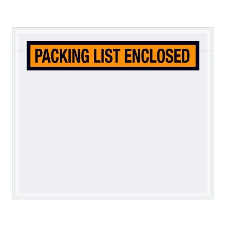 The Packaging Wholesalers Panel Face Envelopes, "Packing List Enclosed" Print, 6"L x 7"W, Orange, 1000/Pack ENVPQ32